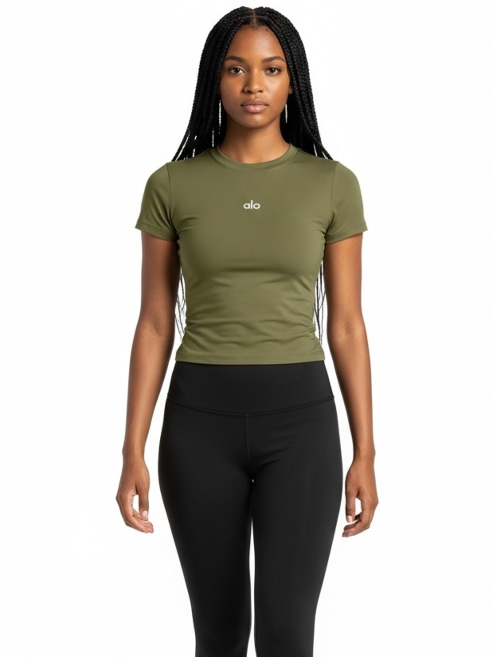 NWT Alo Yoga Short Sleeve Performance Tee size Medium in Olive Green